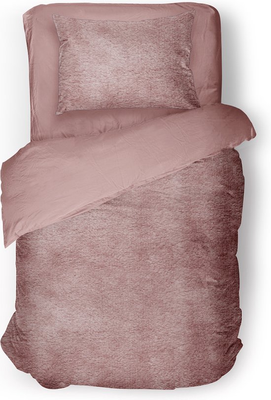 Eleganzzz Dekbedovertrek Flanel Fleece - Old Rose - Dekbedovertrek 140x200/220cm - 100% flanel fleece - Eenpersoons dekbedovertrekken - 140x220 cm - Fluffy Dekbedovertrek van Eleganzzz
