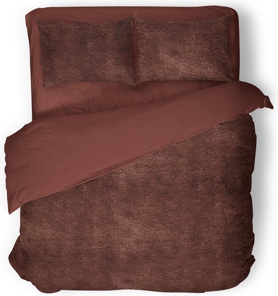 Eleganzzz Dekbedovertrek Flanel Fleece - Rose Brown - Dekbedovertrek 240x200/220cm - 100% flanel fleece - Lits Jumeaux dekbedovertrekken - 240x220cm - Fluffy Dekbedovertrek van Merkloos