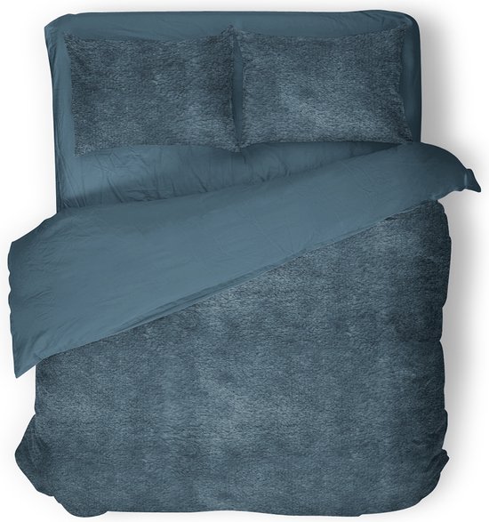 Eleganzzz Dekbedovertrek Flanel Fleece - Steel Blue - Dekbedovertrek 200x200/220cm - 100% flanel fleece - Tweepersoons dekbedovertrekken - 200x220cm - Fluffy Dekbedovertrek van Eleganzzz