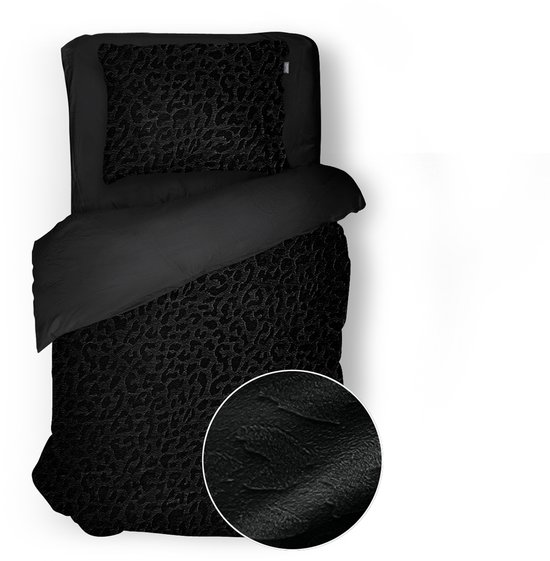 Eleganzzz Dekbedovertrek Micro Mink Leopard - Black - Dekbedovertrek 140x200/220cm - Velvet Dekbedovertrek - 100% Velvet - Eenpersoons dekbedovertrekken van Eleganzzz