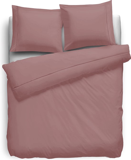 Eleganzzz Dekbedovertrek Percal Katoen Uni - Met Bies - Rose - Dekbedovertrek 140x200/220cm - Dekbedovertrekken - Eenpersoons van Merkloos