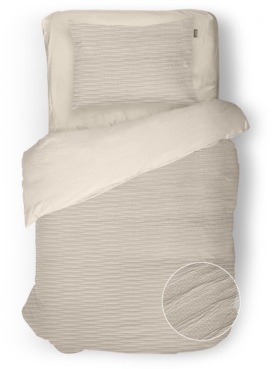 Eleganzzz Dekbedovertrek Serenity Flow - Sandy Beige - Dekbedovertrek 140x200/220cm - Micropercal - Eenpersoons - Dekbedovertrekken - Effen Dekbedovertrek