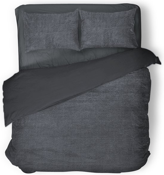 Eleganzzz Dekbedovertrek Teddy Pluche - Antraciet - Teddy Dekbedovertrek - Dekbedovertrek 240x200/220cm - Lits Jumeaux dekbedovertrekken van Eleganzzz