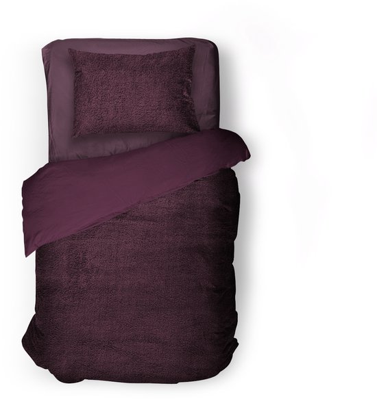 Eleganzzz Dekbedovertrek Teddy Pluche - Bordeaux - Teddy Dekbedovertrek - Dekbedovertrek 140x200/220cm - Eenpersoons dekbedovertrekken - 140x220cm - Fluffy Dekbedovertrek van Eleganzzz