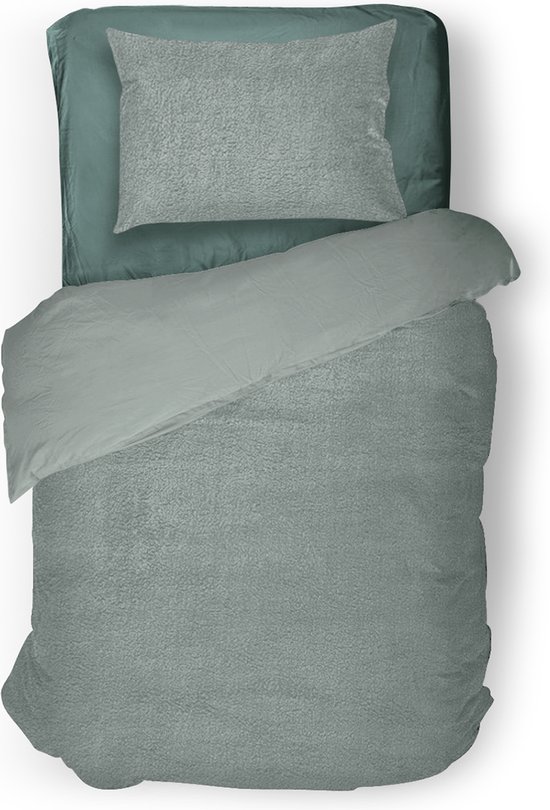 Eleganzzz Dekbedovertrek Teddy Pluche - Jade - Teddy Dekbedovertrek - Dekbedovertrek 140x200/220cm - Eenpersoons dekbedovertrekken - 140x220 cm - Fluffy Dekbedovertrek van Eleganzzz