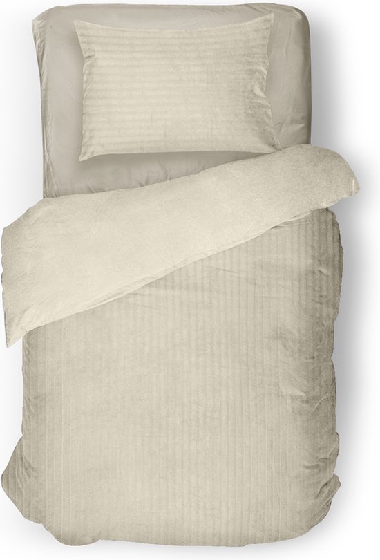 Eleganzzz Dekbedovertrek Teddy Rib Fleece - Beige - Dekbedovertrek 140x200/220cm - 100% Teddy Rib Fleece - Eenpersoons dekbedovertrekken - 140x220cm - Teddy Dekbedovertrek - Fluffy Dekbedovertrek van Eleganzzz