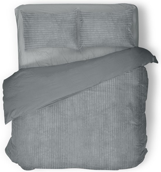 Eleganzzz Dekbedovertrek Teddy Rib Fleece - Dark Grey - Dekbedovertrek 240x200/220cm - 100% Teddy Rib Fleece - Lits Jumeaux dekbedovertrekken - 240x220cm - Teddy Dekbedovertrek - Fluffy Dekbedovertrek van Merkloos