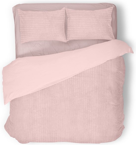 Eleganzzz Dekbedovertrek Teddy Rib Fleece - Light Pink - Dekbedovertrek 240x200/220cm - 100% Teddy Rib Fleece - Lits Jumeaux dekbedovertrekken - 240x220cm - Teddy Dekbedovertrek - Fluffy Dekbedovertrek van Merkloos