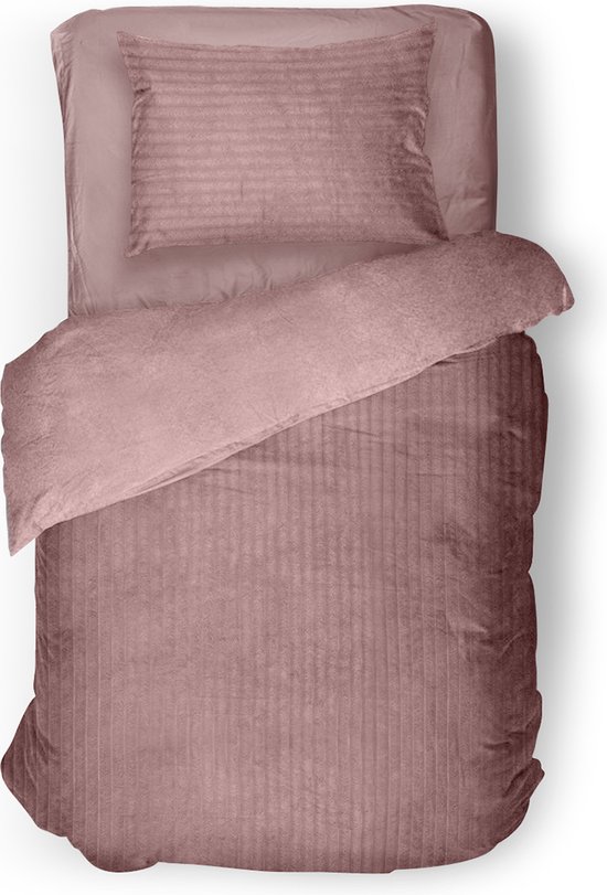 Eleganzzz Dekbedovertrek Teddy Rib Fleece - Old Rose - Dekbedovertrek 140x200/220cm - 100% Teddy Rib Fleece - Eenpersoons dekbedovertrekken - 140x220cm - Teddy Dekbedovertrek - Fluffy Dekbedovertrek van Eleganzzz