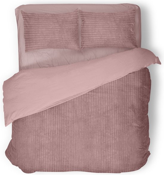 Eleganzzz Dekbedovertrek Teddy Rib Fleece - Old Rose - Dekbedovertrek 200x200/220cm - 100% Teddy Rib Fleece - Tweepersoons dekbedovertrekken - 200x220cm - Teddy Dekbedovertrek - Fluffy Dekbedovertrek - Effen Dekbedovertrek