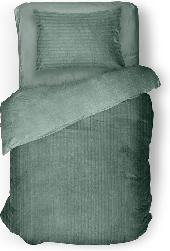 Eleganzzz Dekbedovertrek Teddy Rib Fleece - Olive Green - Dekbedovertrek 140x200/220cm - 100% Teddy Rib Fleece - Eenpersoons dekbedovertrekken - 140x220cm - Teddy Dekbedovertrek - Fluffy Dekbedovertrek van Eleganzzz