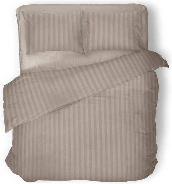 Eleganzzz Dekbedovertrek Uni - Sand - Dekbedovertrek 240x200/220cm - Satijnstreep / Satijn Streep - Hotel Kwaliteit Satin Stripe - Dekbedovertrekken - Effen Dekbedovertrek