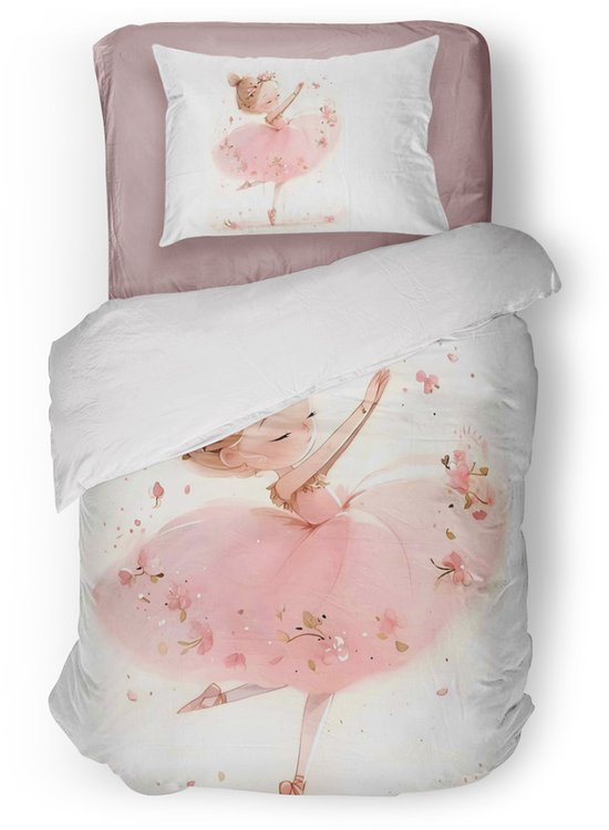 Eleganzzz Kinder Dekbedovertrek Ballerina Girl - Pink - 140x200/220cm - Dekbedovertrek Kinderen - Micropercal - Eenpersoons van Eleganzzz