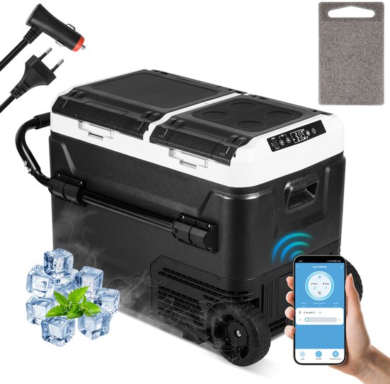 Elektrisch Koelbox 50 Liter - Compressor Koelbox - DC 12V/24V, AC 100~240V voor Auto en Camping - Thermo-elektrisch Frigobox - Coolbox - Temperatuurregeling via Mobiele APP of LCD-touchscreen van Merkloos
