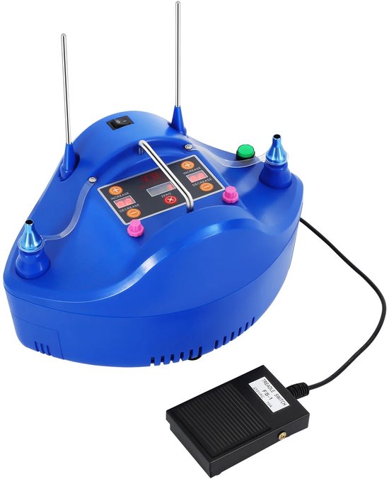 Elektrische Ballonnenpomp Automatisch - 1200W - 220V - 2 Ballonpoorten - Met Voetpedaal - Tijdinstelling 0-9,9s - 500L/min Capaciteit - Compact - Inclusief Draagtas en Accessoires van Merkloos