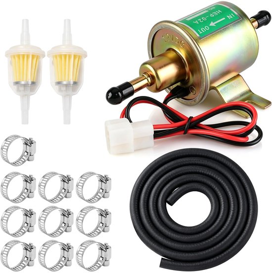 Elektrische brandstofpomp, benzinepomp met benzineslang, universele elektrische 12 V 3-6 psi HEP-02A dieselpomp, auto brandstofpomp, bouwmachine Fuel Pump