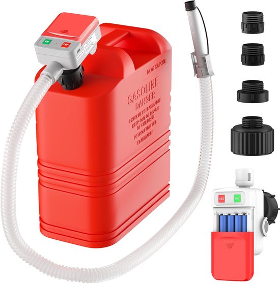 Elektrische brandstofpomp met automatische stop: elektrische brandstofpomp met adapter in 4 maten, elektrische benzinepomp voor diesel, lichte oliën, kerosine, water