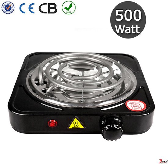 Elektrische Camping Kooktoestel 1 Pit - Kolenbrander - Elektrische Kookplaat - kolenstarter - Kolenaansteker - kolenbrander - kooktoestel camping - BBQ Starter - 500W - INCLUSIEF Houtskoolrooster van Merkloos