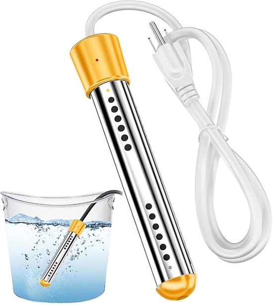Elektrische Dompelverwarmer - 3000W - Dompelaar - Snelwaterverwarmer met Automatische Uitschakeling - Waterverwarmer - Zwembadwaterverwarmer - Reisdompelaar - Draagbare - Veilig & Duurzaam – Voor Bad, Emmer & Voetenbad - Geel