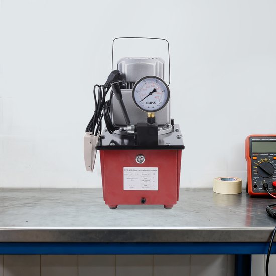 Elektrische Hydraulische Pomp Rood - 750 W Vermogen - 10 L Tankinhoud - Staal Aluminium - Voor Tillen Persen Buigen