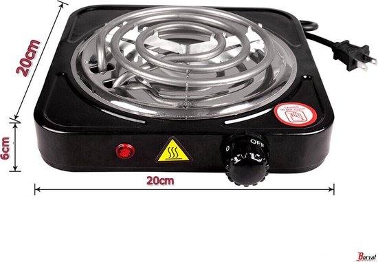 Elektrische Keramische Kookplaat - 1 Pit - 1000W - Compact Kooktoestel - Ideaal voor Camping en Thuis ZWART van Merkloos