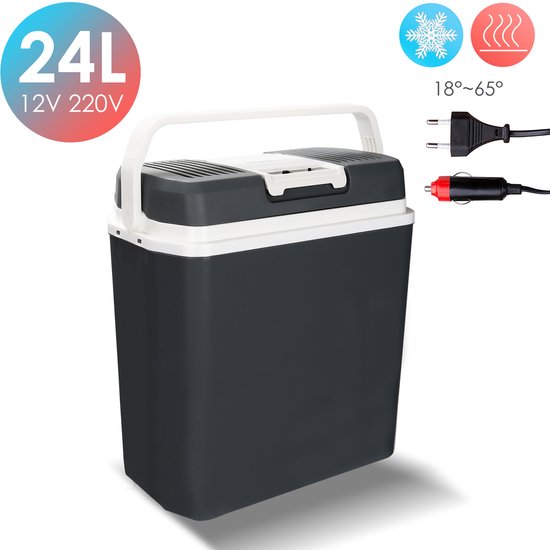 Elektrische koelbox 12V en 230 volt - 20L - AC/DC - Frigobox - Camping Koelkast - Auto en Camping - Koelen en Verwarmen - Grijs van Merkloos