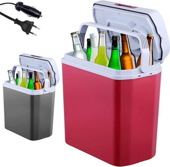 Elektrische Koelbox - 20 Liter Koelbox Elektrisch 12V 230 Volt - Koelbox Auto - Coolbox Met Verwarmingsfunctie en Lichtgewicht - Koelt & Verwarmt – Mini Koelkast - Rood van Merkloos