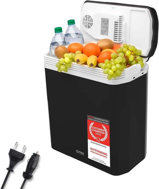 Elektrische Koelbox 24 Liter 12V & 230V – Thermo-elektrische Koelbox Koelt en Warmt – Draagbare Minikoelkast voor Auto, Camping, Festivals en Reizen – Zwart