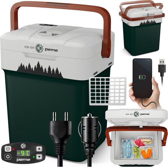 Elektrische Koelbox 25,7L - Koelen & Verwarmen met Dual Power 12V & 220-240V, Eco-modus en USB-oplaadpoort van Merkloos