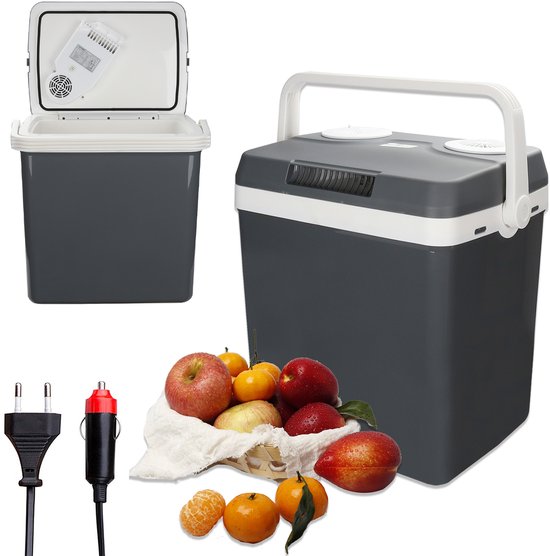 Elektrische Koelbox - 32 liter inhoud - Elektrische Frigobox voor thuis en onderweg - Coolbox Thermo-elektrisch - AC/DC - 12V/230V - Koelt & Verwarmt - Lichtgewicht - Koelt & Verwarmt Koelboxen Auto - Grijs van Merkloos