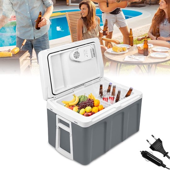 Elektrische Koelbox 48 Liter met Koel- en Verwarmfunctie, 12V en 230V, Ideaal voor Auto, Kamperen en Festivals