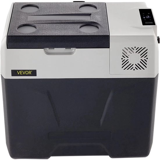Elektrische Koelbox 50L-Compressor Koelbox-Temperatuurregeling-Koelen En Vriezen-12/24V En 100-240V-Auto En Camping-61x37,8x55cm-Zwart