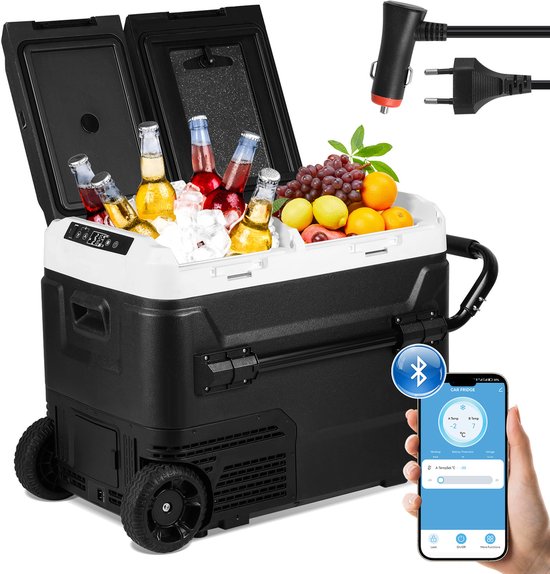 Elektrische Koelbox - 50L Compressor - Twee Zones - 12V 240 Volt - Camping Koelkast - Auto - Vriezen - Frigobox - Koelen en Verwarmen van Merkloos