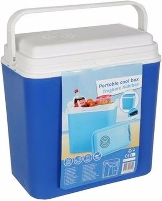 Elektrische koelbox - blauw - 22 liter - 40 x 24 x 40 cm - 12 volt - voor onderweg - auto koelbox van Merkloos