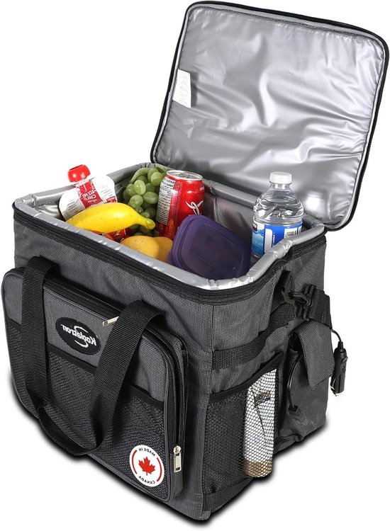 Elektrische Koelbox - Draagbare Koeltas - Reizen en Uitjes - IJsloze Thermische Koeling - 25 Liter - Zwart Grijs