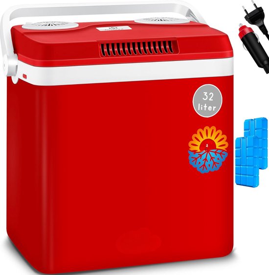 Elektrische Koelbox - … Liter Koelbox Elektrisch 12V 230 Volt - Koelbox Auto - Coolbox Met Verwarmingsfunctie en Lichtgewicht - Koelt & Verwarmt - Mini Koelkast - Rood
