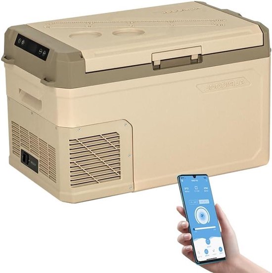Elektrische Koelbox - Mini Koelkast - Kamperen en Reizen - Diepe Koeling -20°C - 30 Liter - Bruin