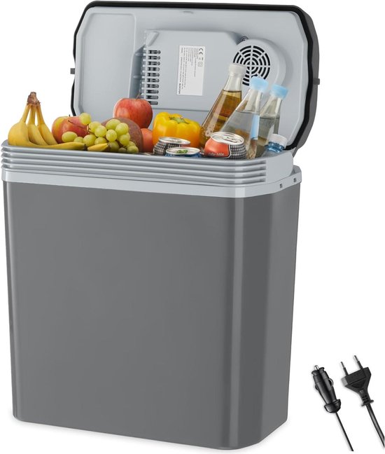 Elektrische Koelbox - Warmhoud Box - Onderweg Gebruiken - Koelen en Verwarmen - 20 Liter - Grijs