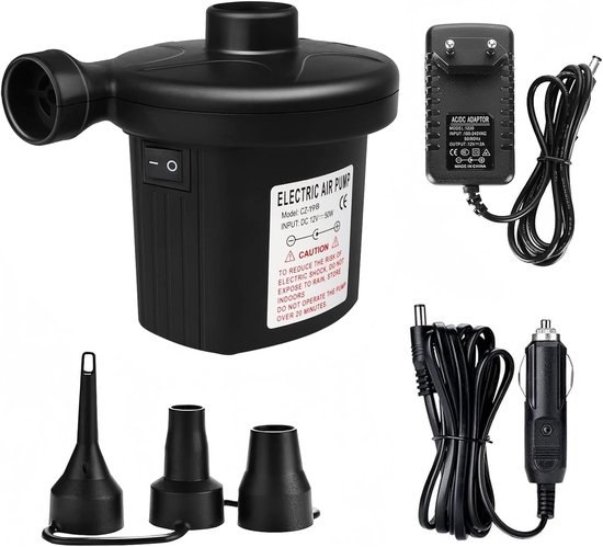 Elektrische Luchtpomp 2-in-1 met 3 Opzetstukken – 220V AC – Compacte Elektrische Pomp voor Luchtbed – Opblaasbaar Zwembad – Luchtmatras – Opblaasspeelgoed – Draagbare Luchtpomp voor Thuis en Vakantie van Merkloos