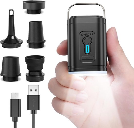 Elektrische luchtpomp - 2400 mAh - Oplaadbare elektrische pomp - Elektrische Luchtpomp met LED Campinglamp - Ultralichte draagbare luchtpomp - Voor opblaasbaar zwembad, drijvende luchtmatras, zwemring, vacuüm opbergzak - Buitenkampeerluchtpomp - Opbl van Merkloos