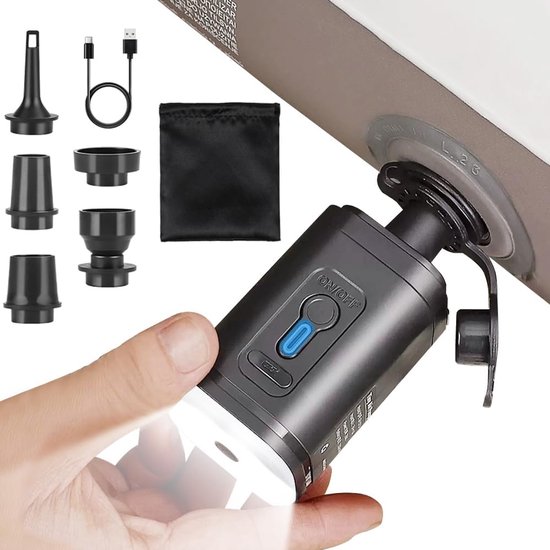 Elektrische luchtpomp - 2400 mAh - Oplaadbare elektrische pomp - Ultralichte draagbare luchtpomp - Buitenkampeerluchtpomp - Opblazen en leeglopen - met Lantaarn - Voor opblaasbaar zwembad, drijvende luchtmatras, zwemring, vacuüm opbergzak van Merkloos