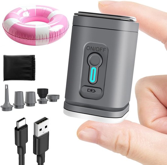 Elektrische Luchtpomp - 2400mAh - Oplaadbare Luchtbed Pomp - Zwembad Opblaaspomp - Draagbare Buitenkampeerluchtpomp - Mini Luchtcompressor - Ultrasnel Opblazen/Leeglaten - Voor opblaasbaar zwembad, drijvende luchtmatras, zwemring, vacuüm opbergzak