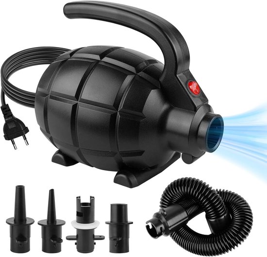 Elektrische luchtpomp 600 W voor opblazen/leeglopen luchtbed, matras en opblaasbare zwembadzwemring met 4 sproeiers van Flintronic