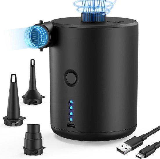 Elektrische Luchtpomp - draagbare accupomp, kleine elektrische compressor, elektrische pomp, mini USB elektrische luchtpomp met 4000 mAh oplaadbaar, voor zwembad, camping, luchtmatras, zwemring, opblaasbare boot van Nifogo