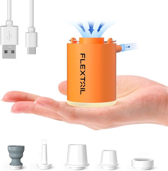 Elektrische Luchtpomp - Draagbare Pomp - Kamperen en Reizen - Ingebouwde Campinglamp - 4.3 x 4 cm - Oranje