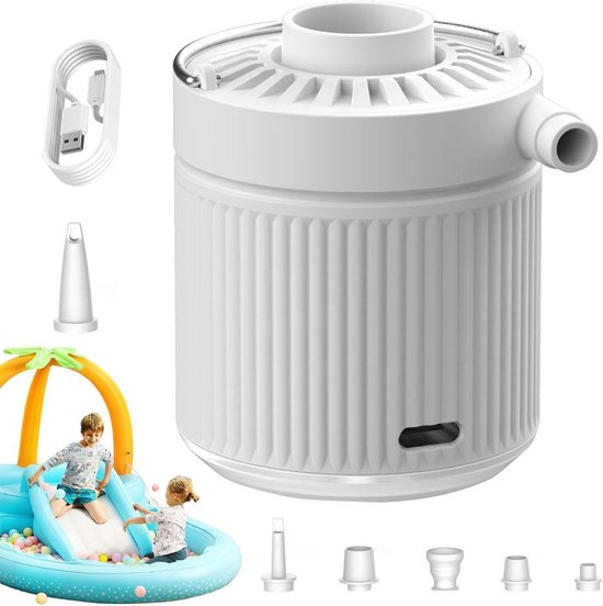 Elektrische Luchtpomp - Draagbare Pomp Luchtbed - Kamperen en Reizen - Ingebouwde LED Lamp - 181 g - Wit