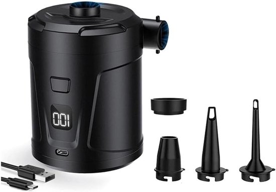 Elektrische Luchtpomp - Mini Inflator Ontluchter - Opblaasbare Kussens Vullen - USB-Oplaadbaar Krachtig - 4300Pa - Zwart