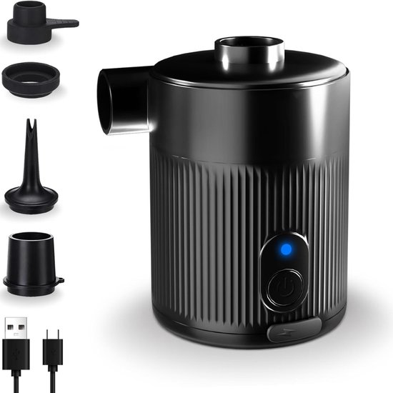 Elektrische Luchtpomp Oplaadbaar Draagbaar – Opblaaspomp 2-in-1 Opblazen en Leeglopen met 4 Opzetstukken voor Luchtbed en Zwembad van Merkloos