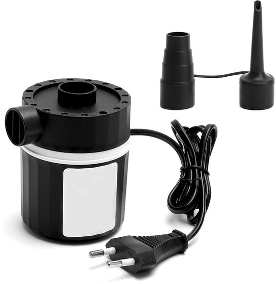 Elektrische luchtpomp voor luchtmatras, 2-in-1 opblazen en leeglopen, elektrische pomp, luchtmatras, pomp, elektrisch met 3 sproeiers, pomp voor camping, isomat, rubberboot, vacuümzakken