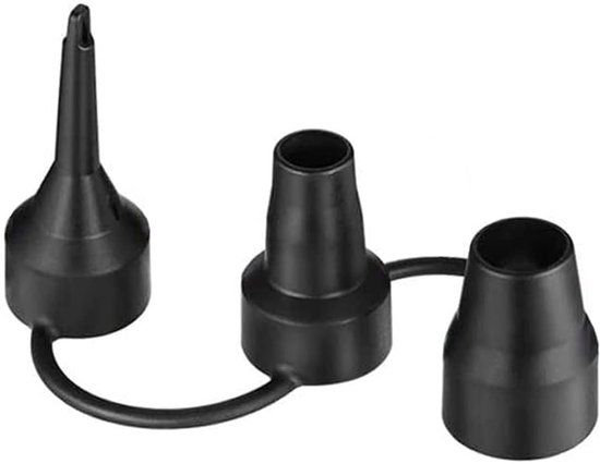 Elektrische luchtpompadapter, elektrische pompadapter, luchtpomp, mondstukken, reservesproeiers, adapter, elektrische luchtpompen, draagbaar, voor luchtbed, luchtpompaccessoires, 3 maten, zwart